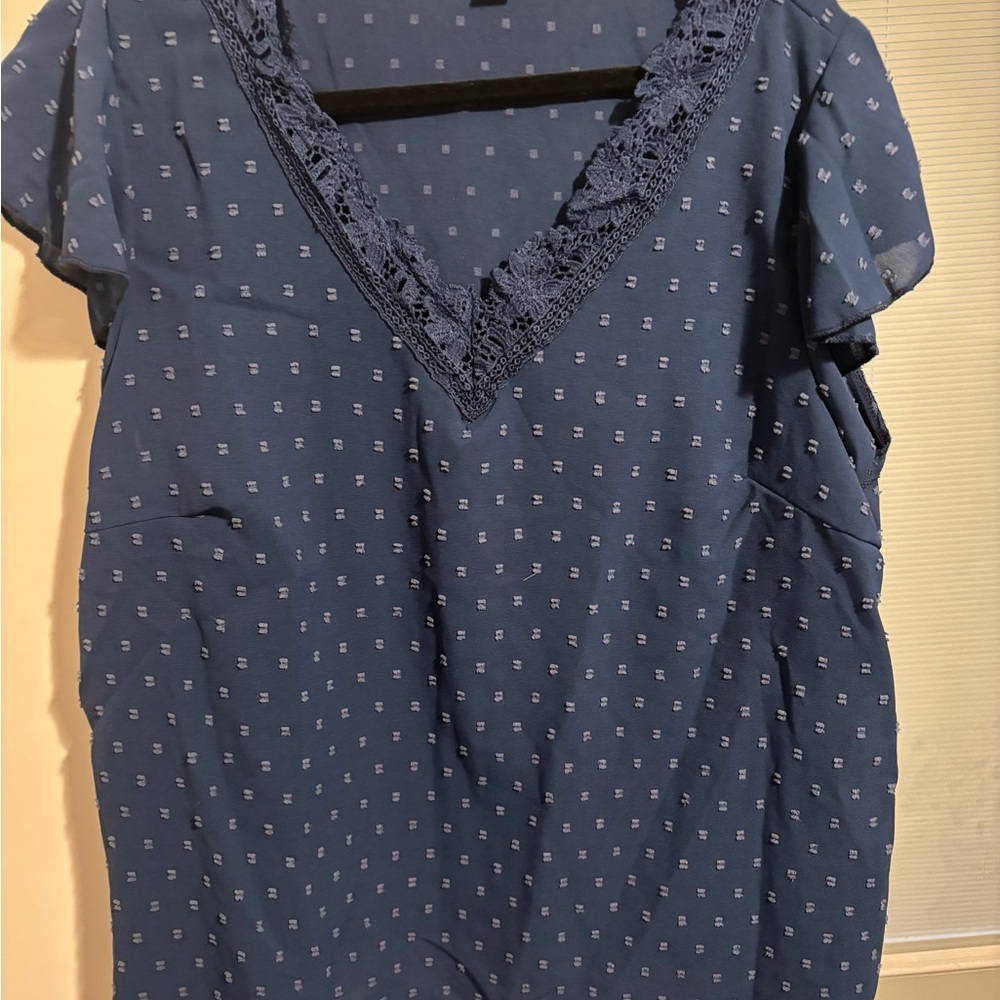 SHEIN Navy Square Print Top